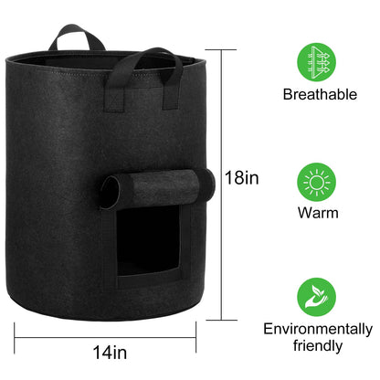 OPPOLIFE 6-Pack 10 Gallon Potato Grow Bags with Flap Window, Heavy Duty Aeration Fabric Pots with Handles for Garden and Planting(Black)