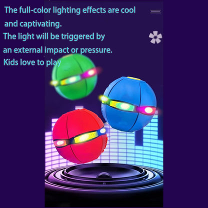Magic Ball, Flying Saucer Bouncy Ball - Two Modes to Switch Freely, 6 LED Lights, Parent-Child Interaction, Indoor and Outdoor Holiday Games (Green + Blue + Purple + Red)