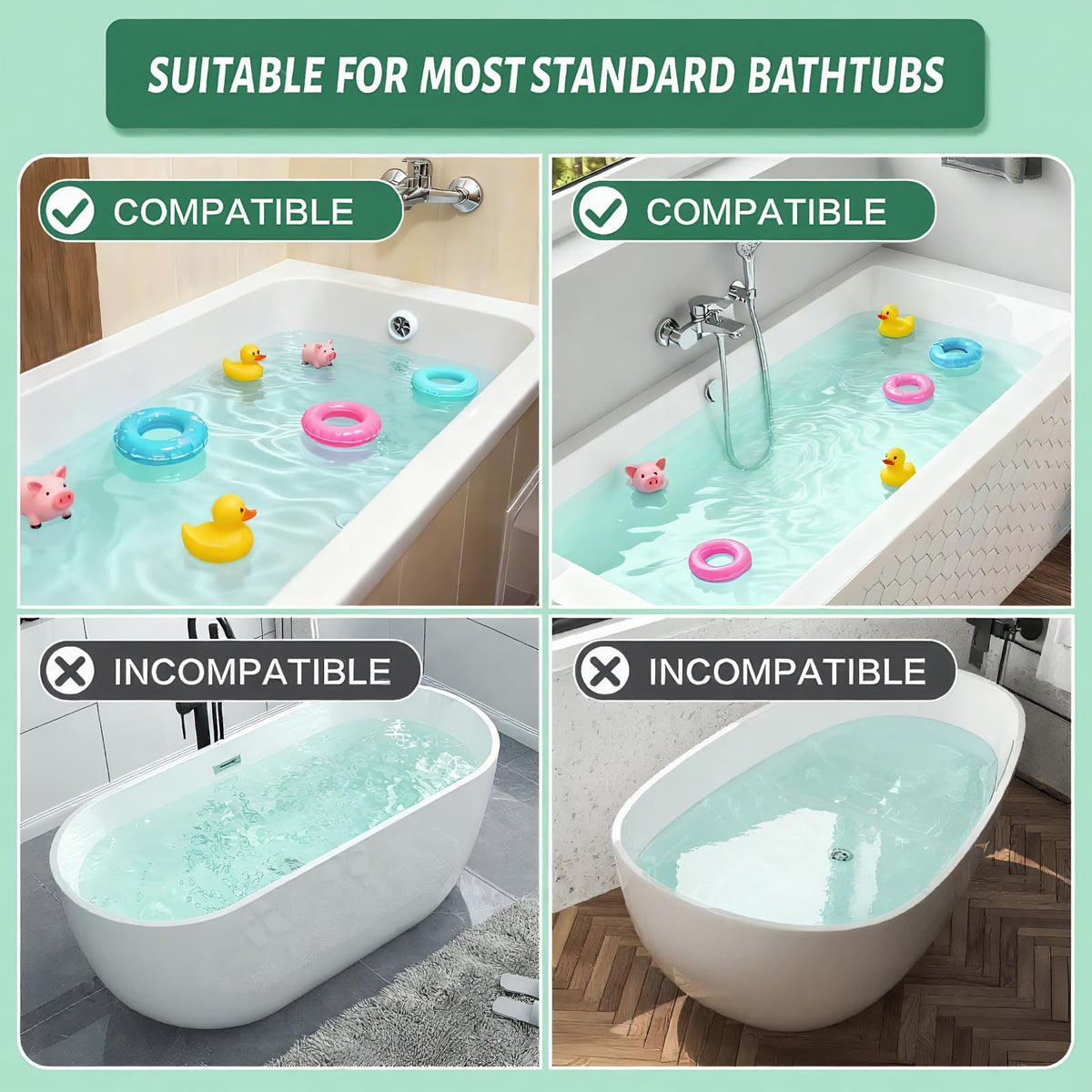 Splash Guard for Bathtub Kids - Silicone Bathtub Splash Guard with 11 Suction Cups, Bath Tub Play Shelf for Kids & Toy Holder, Prevent Water Spill in Bathroom, Fun Bath Time for Toddlers Baby(grey)