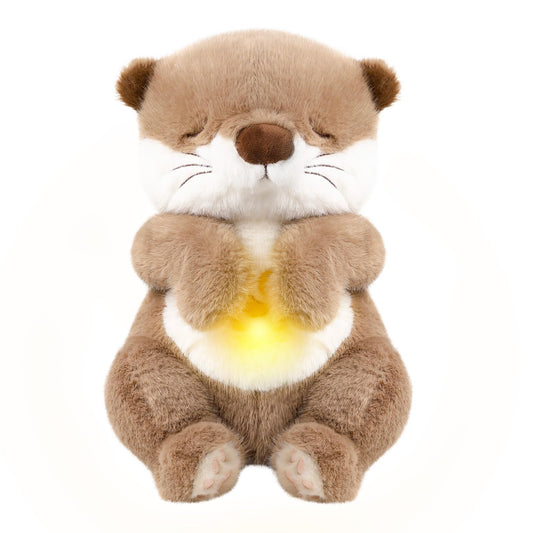 LLUKEME Baby Comfort Otter Breathing Stuffed Animal Buddy-Fur Real Pets Plush Sound Machine with Music, Warm Lights, Peaceful Moments for Kids & Adult | Peluche Que Respira