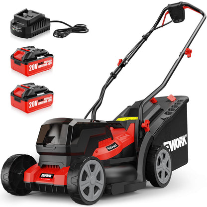 EWORK 40V Electric Lawn Mower Cordless, 14" Electric Push Mower with 2x4.0Ah Batteries & Charger, 3800RPM Motor, 6-Height Adjustment, 21Lbs Lightweight Battery Powered Lawnmower for Garden, Small Yard