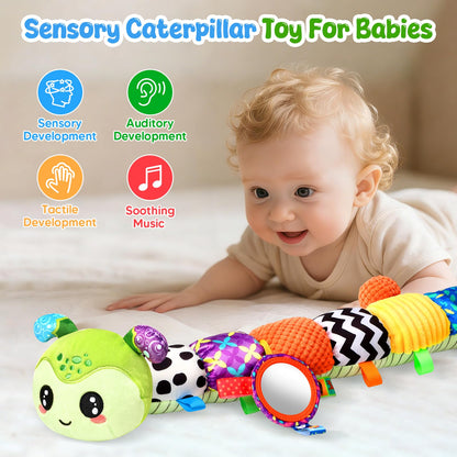 Musical Caterpillar Baby Toys 0-6 6-12 Months, Multi-Functional Sensory Tummy Time Toys for Newborn Infants Boys & Girls, Developmental Stuffed Animal Toys, Baby Shower & Baby Gifts