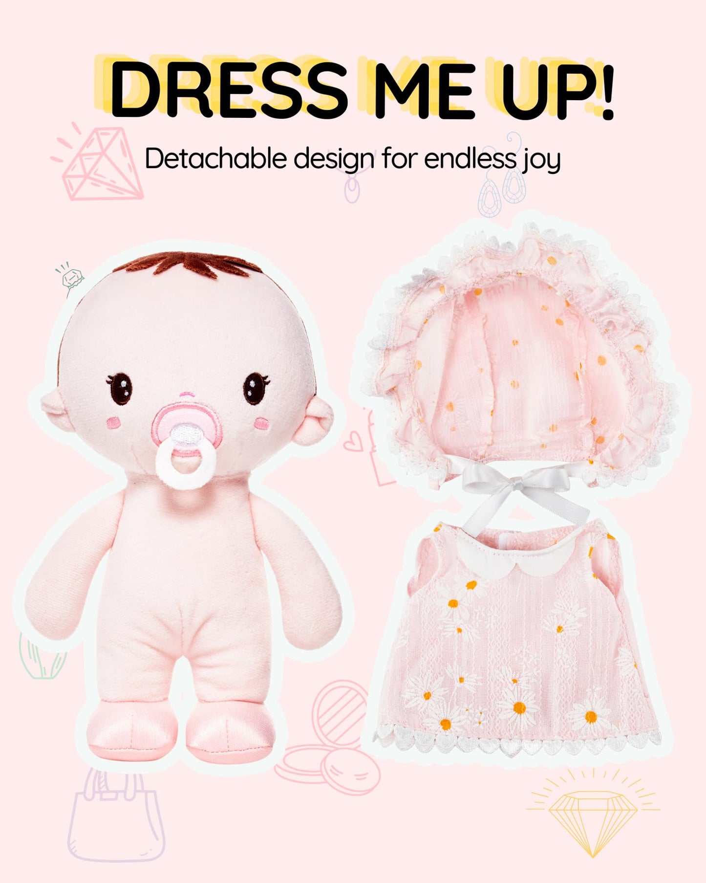 LeyaDoll Soft Baby Doll Toys (9''), My First Baby Rag Doll for 1 Year-Old Girl Birthday Gift, Christmas Plush Toys Gift for Toddler Kids Infants-Daisy Baby