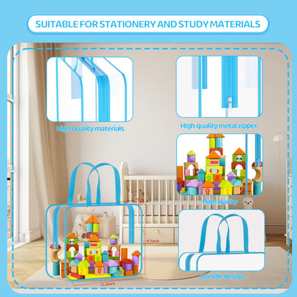 6 Packs Large Toy Storage Bags PVC Waterproof Organizers Toy Bags Reusable Clear PVC Board Game Storage with Zipper and Handle for Board Games, Building Blocks, Puzzles, Toys and Handmade Accessories
