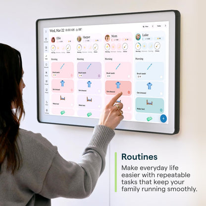 Skylight Calendar Max: 27-Inch Smart Digital Calendar & Chore Chart, Family Organizer with Interactive Touchscreen Display – Wall Mountable in Portrait or Landscape, Charcoal Shadowbox Frame