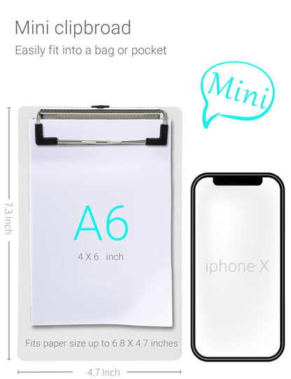 Mymazn Mini Clipboards, 4.7x7.3 Inch Portable Plastic Clipboards for Receipts & Orders, Ideal for Warehouse, Office, School & Outdoor Work (10-Pack)