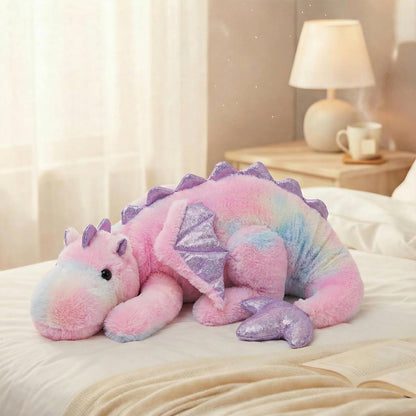 ARELUX Large 36in Cute Dragon Stuffed Animals Plush Toy Soft Colorful Pink Pterosaur Plushie Giant Fuzzy Dinosaur Pillow Plushies with Wings Cuddly for Friends Family Member