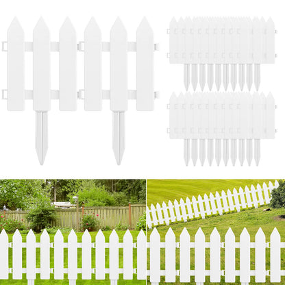 ELECLAND White Plastic Garden Fence with 22 Pieces, Picket Fence Edgings for Lawn, Flowerbeds, Plant Borders, Decorative Yard