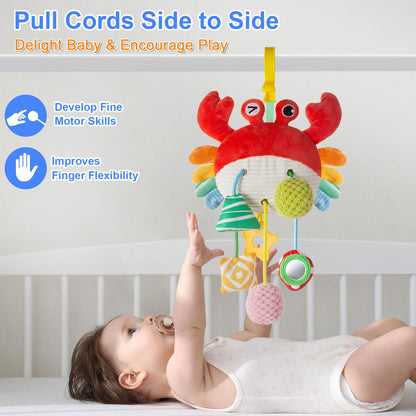 Lynncare Car Seat Toy for Babies 0-6 Months, Stroller Toy with a Convenient Clip, Carseat Toys Hanging Baby Accessories,Built-in Bell, Rattle,Mirror for Infant,Babies Gift 0-3-6-12 Months Boy Girl