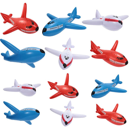 Lewtemi 12 Pieces Inflatable Airplanes Party Decoration Red White Blue Aircraft Inflates Plane for Independence Day Birthday Shower Party Supplies 24.5 and 15.75 Inch