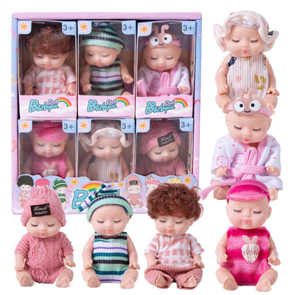 TISDEN 4 Inch Mini Baby Dolls 6pcs Set Cute Realistic Baby Dolls Toys with Handmade Doll Clothes for Suitability Kids 3 and up Household