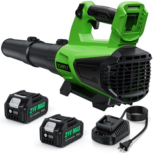 Leaf Blower Cordless, 580 CFM Electric Leaf Blowers with 2 x 4.0Ah Batteries and Charger, Electric Yard Blower with Variable Speed & Cruise Control for Lawn Care, Patio, Dust, Blowing Leaves