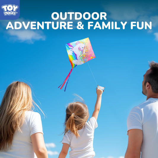 TOY Life Pink Unicorn Kite for Kids – Large Easy to Fly Beach Kite with 50M String & Handle – Durable Nylon Outdoor Toy for Boys & Girls Ages 4-12 – Gift for Beach & Park Fun
