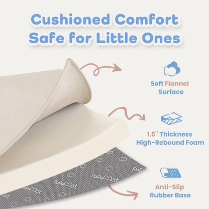 1.5" Thick Baby Play Mat for Floor Tummy Time, 50"x 50" Pro Soft Baby Activity Playmats Playroom, Easy Care with Non-Slip Safe for Infant Toddler Kids Crawling(Beige)