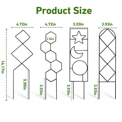 Coomin Small Plant Trellis for Potted Plants, 15in Plant Trellis Indoor, Mini Trellis for Climbing Plants for Hoya Pothos with Ties, Black