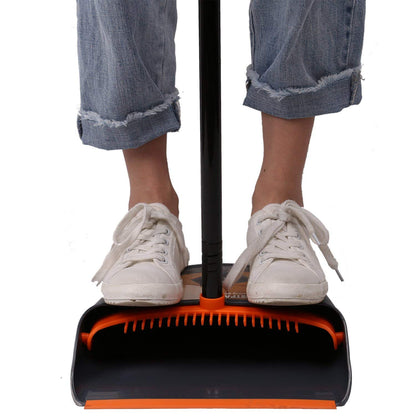 TreeLen Broom and Dustpan Set with 52" Long Handle for Home Kitchen Room Office Lobby Floor Use Upright Stand Up Stand Up Broom with Dustpan Combo