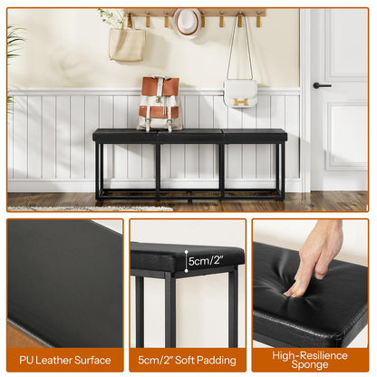 HOOBRO Dining Bench, Dining Room Bench with PU Leather Upholstered Seat, for Kitchen, Living Room, Hallway, Kitchen, Entryway, Bedroom, Black BB46CD01