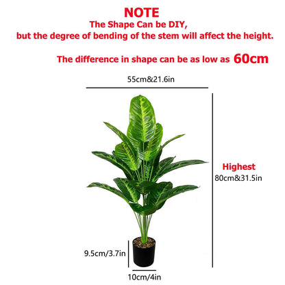 Rozwkeo Artificial Plants in Pots Large Fake Tree Floor Faux Tropical Plants Decorative Greenry House Potted Tall for Home Office Living Room Decor Indoor Garden Outdoor (80cm Tropical Banana)