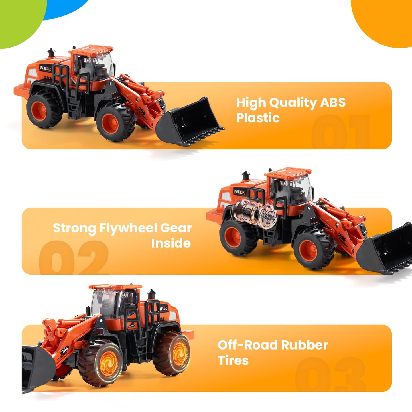 Dimoarch Construction Truck Toys for Toddlers: Push Go Truck Sandbox Excavator Toy Trucks Vehicles Snow Plow Toy Truck Bulldozer Road Roller Birthday Gift for 3 4 5 6 Years Old