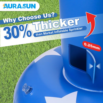 AURASUN Outdoor Sprinkler for Kids Age 3-7 Years Old - Eagle Arch Inflatable Kid Sprinklers for Yard - Water Park Supply Summer Party 4th of July Independence Day Gifts for Toddlers 8 x 6 FT Tall