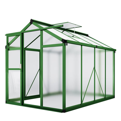 Garvee 6x8 ft Greenhouse - Aluminum Greenhouses for Outdoors, Large Polycarbonate Greenhouse with Roof Vent, Heavy Duty Walk-in Green Houses for Outside Garden, Backyard, Patio, Lawn, Easy Assembly