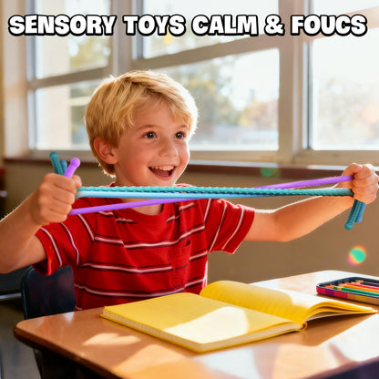 Fidget Sensory Autism Toys Kids - Textured Stretchy Strings for Adults ADHD Children Stress, Flexible & Durable Quiet Fidgets for Classroom Office, Easter Stuffers Gifts Teens Boys Girls