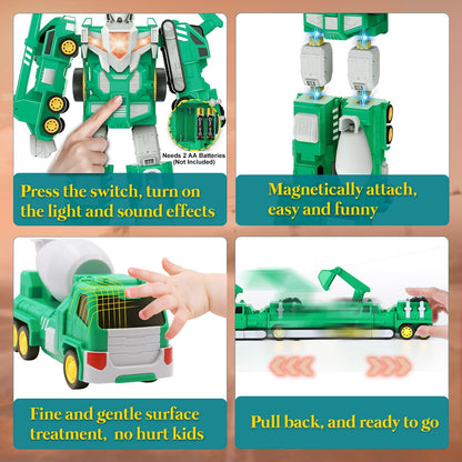 Laradola Toys for 3 4 5 6 Year Old Boys - Transform Robot Kids Toys Cars | STEM Building Toddler Toys for Ages 3+ | 5 in 1 Construction Christmas Birthday Gifts for Boys Girls