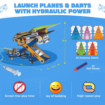 Smartivity DIY 2in1 Hydraulic Paper Airplanes & Darts Launcher STEM Toy for Kids Ages 6-14 Years I Birthday Gifts for Smart Kids | Science Kit for Boys & Girls 6, 8,10,12,14 Years Old