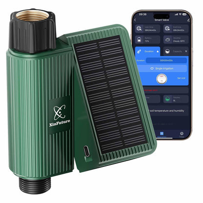WiFi Solar Sprinkler Timer with Flow Monitor, Water Timer for Garden Hose with Rain Delay, Manual& Automatic Watering System for Garden Hose Faucet, App& Voice Control, Irrigation Controller