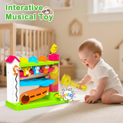VOILBTOY Musical Toy for 1-2 Year Old Boys,Educational Baby Toys 12-18 Months,Ball Drop Toy with English & Spanish,Fine Motor Toys for Toddlers 1-3,Birthday Gift for 1+ Year Old Boy (Green)