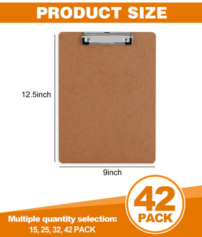 Clipboards, HERKKA 42 Pack Hardboard Office Clipboards Low Profile Clip Standard A4 Letter Size, ECO Friendly