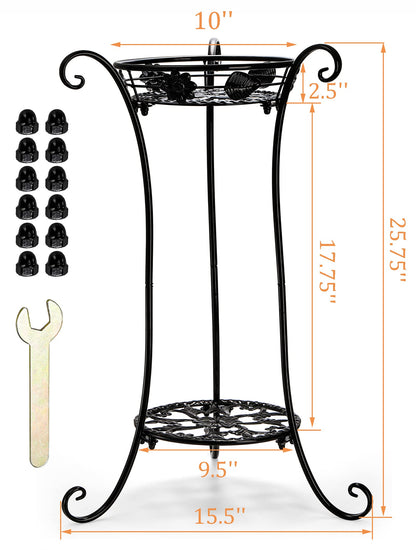 Yesland 2 Pcs Metal Plant Stand Indoor Outdoor, 2 Tier Black Iron Flower Plant Stand 26 Inches Detachable Tall Modern Plant Shelf Holder for Corner, Patio, Living Room, Garden
