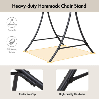 ANOW Macrame Hammock Chair with Stand, Heavy Duty Hanging Chair Stand with Swing Chair, Includes Luxury Padded Cushion, Max 400 Lbs, Natural