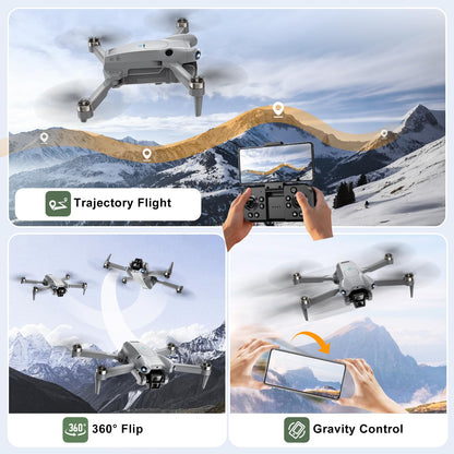 ASFSFQ PRO Drone with Camera for Adults 4K,Brushless Motors Drone for Kids Beginners,40mins Flight Time with 2 Batteries,FPV Foldable RC Quadcopter,Toys Gifts for Teen Boys Girls, Beginner（Grey）