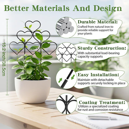 ZOUTOG 15 Inch Trellis for Climbing Plants Outdoor 9 Pack,Rustproof Metal Garden Trellis for Potted Plants,Sturdy Houseplant Support Indoor Outdoor for Ivy Pothos Monstera Hoya Flower Vine