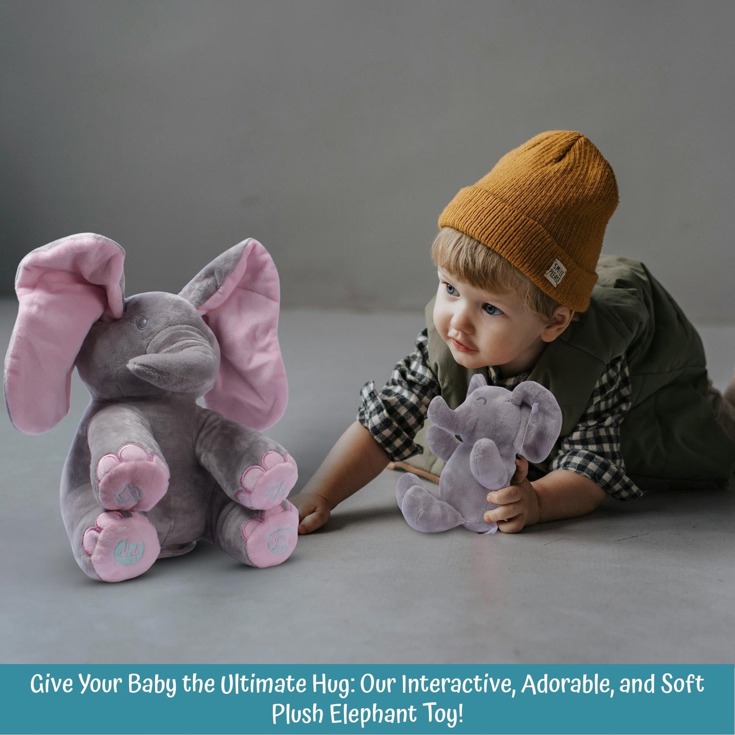 Dimple Stuffed Animal Set - Kaia Interactive Musical Peek-A-Boo Elephant Stuffed Animal Toy & Soft Plush Baby Elephant, Gift for Birthday, Baptism, for Toddlers, Boys, Girls, Ages 0 - Up