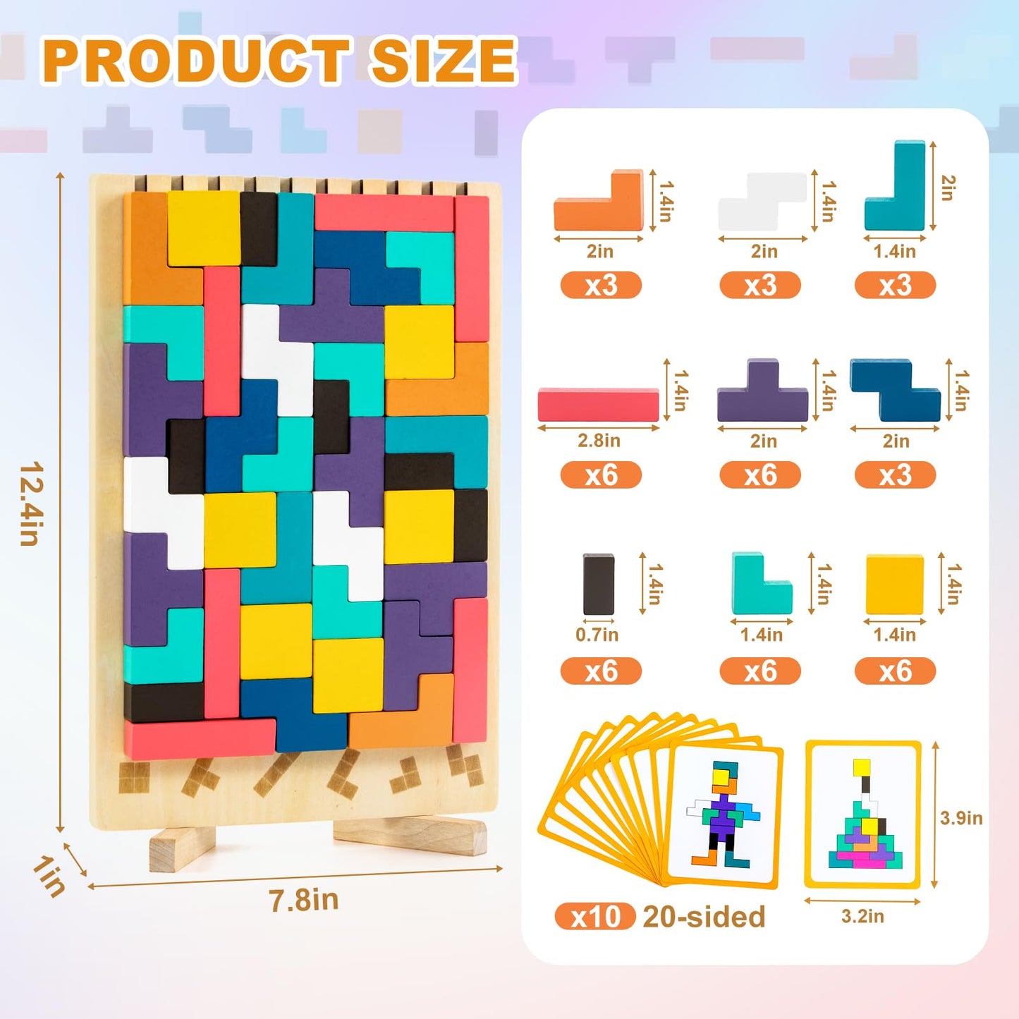 Oppvoci Wooden Montessori Russian Blocks Puzzle – 3D Stacking Toy for 3-6 Year Olds Toddlers Educational Gift & Brain Teaser for Critical Thinking Montessori Brain Blocks for Boys & Girls (Classic)