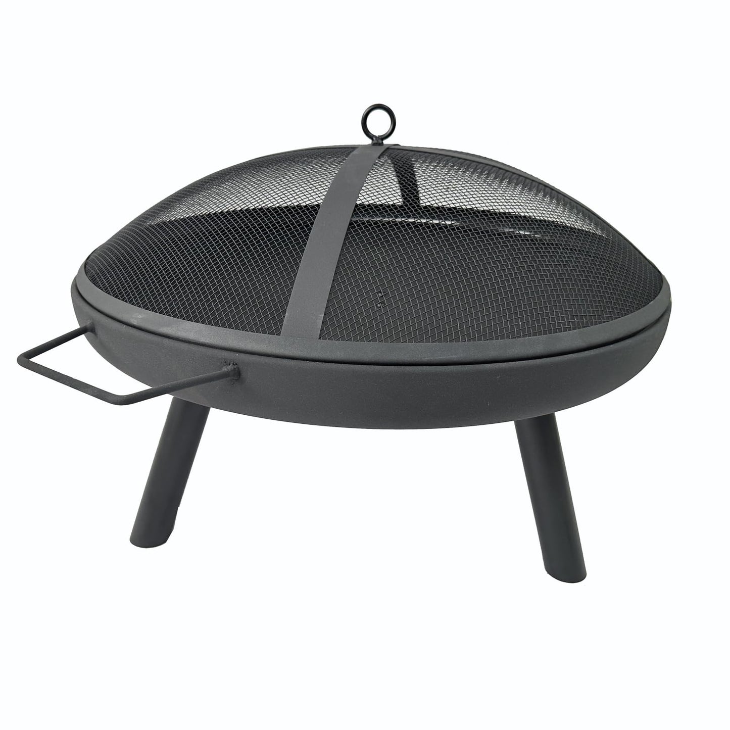 23inch Portable Fire Pit with Fire Poker and Spark Screen, 2 in 1 Small Round Outdoor Fireplace for Outside Heating, Bonfire Party, Camping, Backyard, Patio, Garden, RV Trip