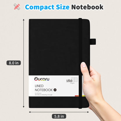 Oucaru Lined Journal Notebook, 8 Pack, 180 Pages, A5 Journals for Writing, 100 GSM Thick Paper, Small Notebooks Daily Journal for Women Men Work, Business, School, Travel Supplies
