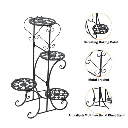 GXFCHYL Metal Plant Stand Indoor & Outdoor Wrought Iron Plant Stands Flower Pot Holder Shelf for Multi Plants, Flower Holder Racks for Patio Garden, Living Room, Corner Balcony (4 Tier)