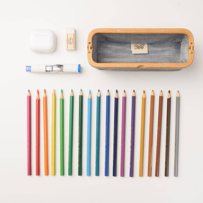 GUDEE UROKI Pen Case Pencil Pouch Lightweight and Spacious with Bamboo Frame Magnetic Opening for Organizing Stationary Office Supply 7.8x2.9.x2.7 inch Men and Women Infinity Blue