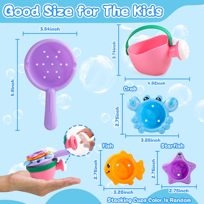 Fajiabao Baby Bath Toys for Kids Ages 1-3 Toddler Bath Toys Mold Free for 2-4 Bathtub Sand Beach Pool Water Toys for 1+ Year Old Girl Gifts 5 PCS (Color Random)