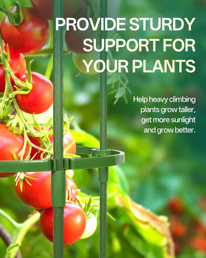 Breeze Touch Tomato Support Cages 2 Pack, Adjustable Tomato Trellis Up to 59 Inch for Garden & Pots, Small Plant Cages, Plant Support for Climbing Vegetables, Flowers, Beans, Cucumber, Peony