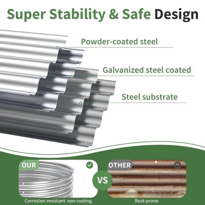 Homtura Metal Oval Raised Garden Beds(Silver), 6 × 3 × 1ft Galvanized Raised Garden Bed Kit Outdoor with Safety Edging, Large Raised Planter Boxes for Gardening, Vegetables and Flowers