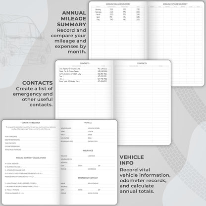 Skyline Auto Mileage Log Book – Vehicle Logbook with Expense Tracker – Driving Logger Book for Tracking Car Mileage, Expenses, Gas Consumption & Lubrication – Hardcover, A5 Size, 5.8x8.3″ (Gray)