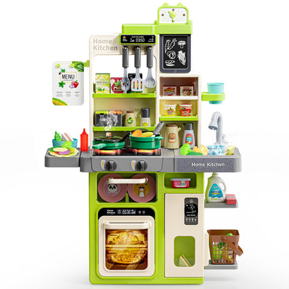 Letapapa Kids Play Kitchen Set, Kitchen Toys with Realistic Sound & Light, Cooking Stove, Sink, Play Food and Kitchen Accessories, Kitchen Playset Gifts for Toddlers Girls Boys