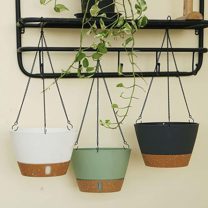 ZMTECH 2 Pack 8 Inch Hanging Planters for Indoor Plants, Modern Gray Hanging Planter with Visible Water Level Window & Removable Tray, Decorative Plant Hanger Indoor for Home Decor