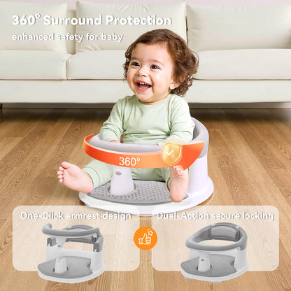 Baby Bath Seat for Babies 6 Months & Up - 360° Protection Bath Seats for Babies Sitting Up | Baby Bath Chair with Temperature Alert & Cushion | Toddler Bath Seat Newborn Infants Baby Bathtub Seat