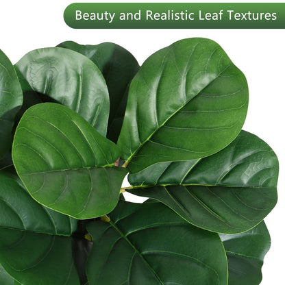 4 ft Fiddle Leaf Fig Tree Artificial with 48 Leaves - Realistic Faux Ficus Lyrata Trees in 7.8 in White Planter Pot, Indoor Fake Floor Plants for Home Office Living Room Decor, Housewarming Gift