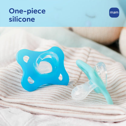 MAM Comfort Baby Pacifiers 3-12 Months Babies, Lightweight One-Piece Full Silicone Binky, BPA-Free Nipple, Easy to Clean Pacifier, Best for Breastfed Babies, 4 Count, Made in Europe